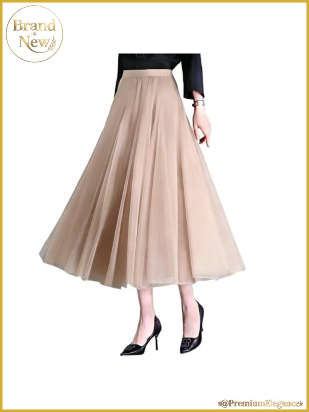 Women's 3-Layer Tulle Skirt Fluffy Mesh Evening Wedding Dance Midi